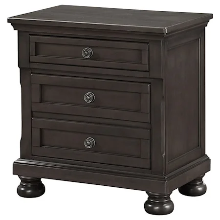 Traditional 2-Drawer Nightstand with Hidden Drawer and USB Charging Port